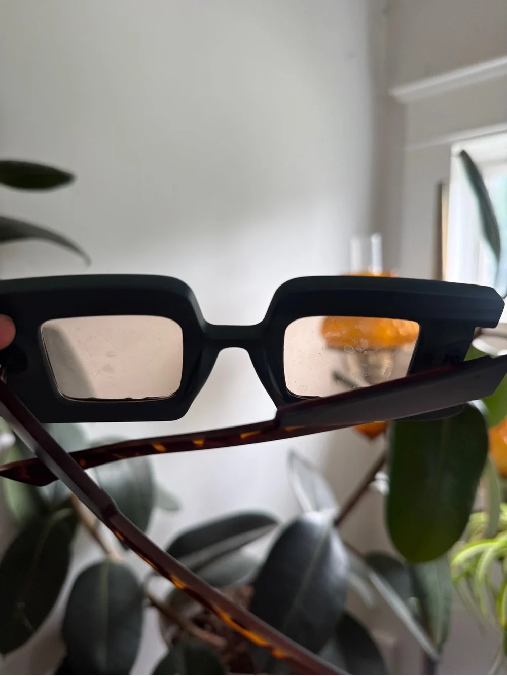 Chunky Square Sunglasses in Deep Teal Marble